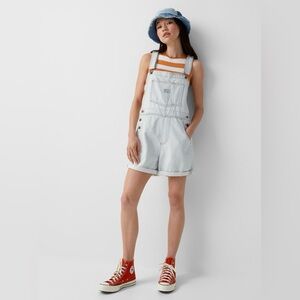 Levi Strauss Light Wash Pinstripe Denim Short Overalls